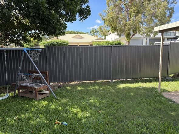 Woodland gray backyard fence